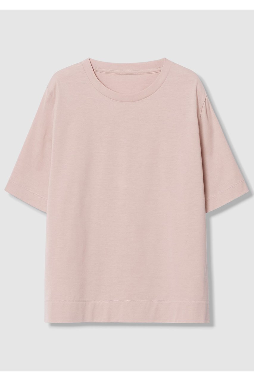 【アナイ/ANAYI】のコットン天竺半袖レギュラー プルオーバー インテリア・キッズ・メンズ・レディースファッション・服の通販 founy(ファニー) 　ファッション　Fashion　レディースファッション　Fashion for Women　トップス・カットソー　Cut & Sew Tops　シャツ・ブラウス・オフィスカジュアル　Elegant Blouses & Button-Ups　ロングTシャツ・Tシャツ　Longline T-Shirts & Tees　カジュアルプルオーバー・ニットトップス　Pullovers & Knit Tops / Casual Pullovers　カットソー・ベーシックTシャツ　Cut-and-Sewn Tops / Stretch Tees & Basics　イタリア　Italy　巾着　Drawstring Bag, Kinchaku　ショート　Short, Short Length　スリーブ　Sleeve, Long Sleeve / Short Sleeve　ドレープ　Drape, Draping Fabric　定番　Standard, Basic Item　バランス　Balance, Style Balance　パターン　Pattern, Design Print　ベーシック　Basic, Essential　半袖　Short Sleeve, Half Sleeve　レギュラー　Regular, Standard Fit　ピンク|ID: prp329100004904735 ipo3291000000036714803