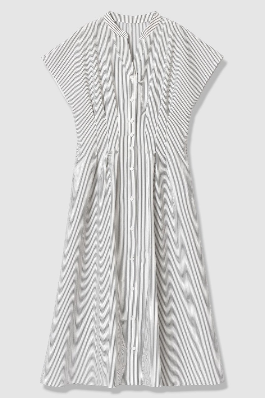 【アナイ/ANAYI】のサッカーストレッチタックフレア ワンピース インテリア・キッズ・メンズ・レディースファッション・服の通販 founy(ファニー) 　ファッション　Fashion　レディースファッション　Fashion for Women　ワンピース　Dresses　チュニック　Tunic Tops & Dresses　サッカー　Seersucker, Summer Fabric　スキッパー　Skipper, Open Collar　ストライプ　Stripe, Striped Pattern　ストレッチ　Stretch, Stretchy Fabric　スリーブ　Sleeve, Long Sleeve / Short Sleeve　チュニック　Tunic, Long Top　ハーフ　Half, Half-Length　フレア　Flare, Flared　ペチコート　Petticoat, Underskirt　リラックス　Relax, Relaxed Fit　ロング　Long, Long-Length　無地　Plain, Solid Color　ライトグレー|ID: prp329100004904736 ipo3291000000036714815