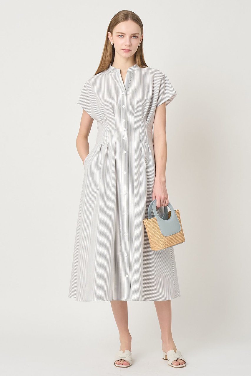 【アナイ/ANAYI】のサッカーストレッチタックフレア ワンピース 人気、トレンドファッション・服の通販 founy(ファニー) 　ファッション　Fashion　レディースファッション　Fashion for Women　ワンピース　Dresses　チュニック　Tunic Tops & Dresses　サッカー　Seersucker, Summer Fabric　スキッパー　Skipper, Open Collar　ストライプ　Stripe, Striped Pattern　ストレッチ　Stretch, Stretchy Fabric　スリーブ　Sleeve, Long Sleeve / Short Sleeve　チュニック　Tunic, Long Top　ハーフ　Half, Half-Length　フレア　Flare, Flared　ペチコート　Petticoat, Underskirt　リラックス　Relax, Relaxed Fit　ロング　Long, Long-Length　無地　Plain, Solid Color　other-6|ID: prp329100004904736 ipo3291000000036714820