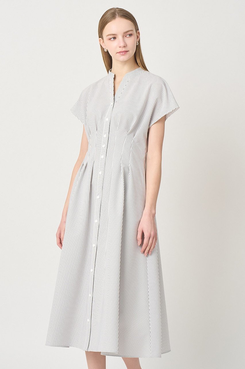 【アナイ/ANAYI】のサッカーストレッチタックフレア ワンピース 人気、トレンドファッション・服の通販 founy(ファニー) 　ファッション　Fashion　レディースファッション　Fashion for Women　ワンピース　Dresses　チュニック　Tunic Tops & Dresses　サッカー　Seersucker, Summer Fabric　スキッパー　Skipper, Open Collar　ストライプ　Stripe, Striped Pattern　ストレッチ　Stretch, Stretchy Fabric　スリーブ　Sleeve, Long Sleeve / Short Sleeve　チュニック　Tunic, Long Top　ハーフ　Half, Half-Length　フレア　Flare, Flared　ペチコート　Petticoat, Underskirt　リラックス　Relax, Relaxed Fit　ロング　Long, Long-Length　無地　Plain, Solid Color　other-7|ID: prp329100004904736 ipo3291000000036714821