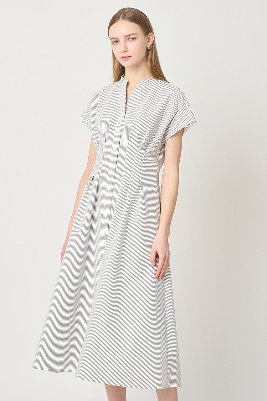 【アナイ/ANAYI】のサッカーストレッチタックフレア ワンピース 人気、トレンドファッション・服の通販 founy(ファニー) 　ファッション　Fashion　レディースファッション　Fashion for Women　ワンピース　Dresses　チュニック　Tunic Tops & Dresses　サッカー　Seersucker, Summer Fabric　スキッパー　Skipper, Open Collar　ストライプ　Stripe, Striped Pattern　ストレッチ　Stretch, Stretchy Fabric　スリーブ　Sleeve, Long Sleeve / Short Sleeve　チュニック　Tunic, Long Top　ハーフ　Half, Half-Length　フレア　Flare, Flared　ペチコート　Petticoat, Underskirt　リラックス　Relax, Relaxed Fit　ロング　Long, Long-Length　無地　Plain, Solid Color　other-8|ID: prp329100004904736 ipo3291000000036714822