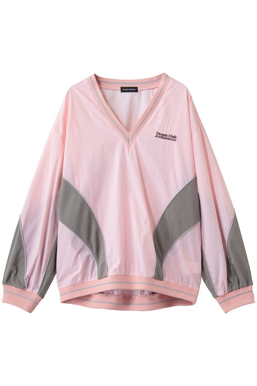 【メゾンスペシャル/MAISON SPECIAL】のStriped Print V-Neck Tops/ストライププリントVネックトップス インテリア・キッズ・メンズ・レディースファッション・服の通販 founy(ファニー) 　ファッション　Fashion　レディースファッション　Fashion for Women　トップス・カットソー　Cut & Sew Tops　シャツ・ブラウス・オフィスカジュアル　Elegant Blouses & Button-Ups　ロングTシャツ・Tシャツ　Longline T-Shirts & Tees　カットソー・ベーシックTシャツ　Cut-and-Sewn Tops / Stretch Tees & Basics　Vネックトップス　V-Neck Tops / V-Cut Neckline Shirts　カットソー　Cut and Sewn Top　ストライプ　Stripe, Striped Pattern　スポーツ　Sports, Activewear　スリーブ　Sleeve, Long Sleeve / Short Sleeve　セットアップ　Set-Up, Coordinated Outfit　ドッキング　Docking, Mixed Material　プリント　Print, Printed Pattern　ロング　Long, Long-Length　鹿の子　Piqué, Kanoko Fabric　PNK(ピンク)|ID: prp329100004904770 ipo3291000000036715107