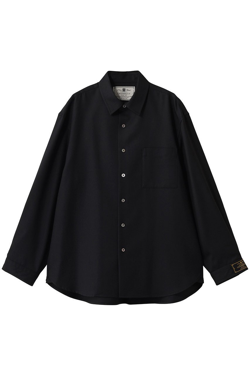 【メゾンスペシャル/MAISON SPECIAL】の【UNISEX】72/2 4色シャンブレーウールシャツ インテリア・キッズ・メンズ・レディースファッション・服の通販 founy(ファニー) 　ファッション　Fashion　レディースファッション　Fashion for Women　トップス・カットソー　Cut & Sew Tops　シャツ・ブラウス・オフィスカジュアル　Elegant Blouses & Button-Ups　ユニセックス　Unisex, Genderless　スリーブ　Sleeve, Long Sleeve / Short Sleeve　リュクス　Luxury, Elegant, High-End, Chic　ロング　Long, Long-Length　BLK(ブラック)|ID: prp329100004904773 ipo3291000000036715138