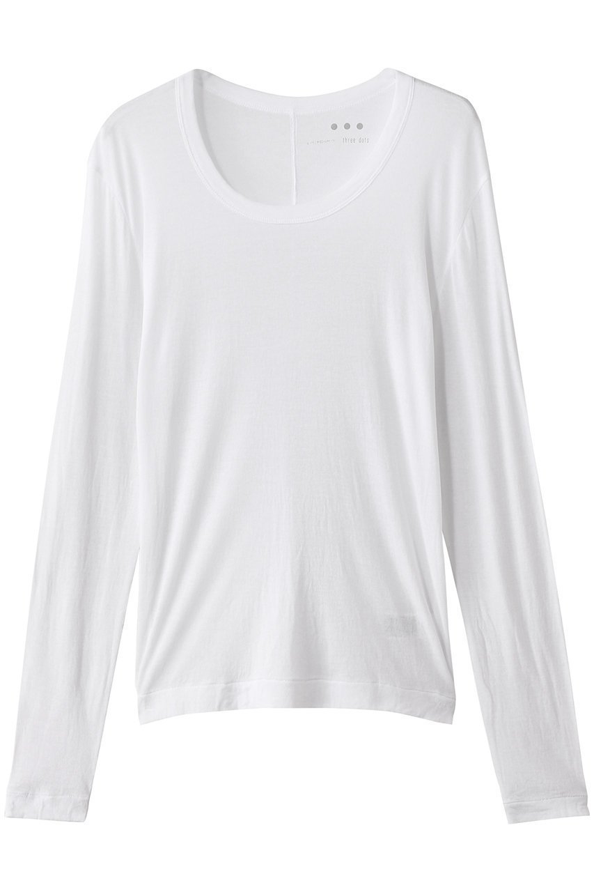 【スリー ドッツ/three dots】のシアージェシカ スクープネックカットソー インテリア・キッズ・メンズ・レディースファッション・服の通販 founy(ファニー) 　ファッション　Fashion　レディースファッション　Fashion for Women　トップス・カットソー　Cut & Sew Tops　シャツ・ブラウス・オフィスカジュアル　Elegant Blouses & Button-Ups　ロングTシャツ・Tシャツ　Longline T-Shirts & Tees　カットソー・ベーシックTシャツ　Cut-and-Sewn Tops / Stretch Tees & Basics　インナー　Innerwear　キャミソール　Camisole, Spaghetti Strap Top　シアー　Sheer, See-Through　スリーブ　Sleeve, Long Sleeve / Short Sleeve　タンク　Tank Top, Sleeveless Top　バランス　Balance, Style Balance　ロング　Long, Long-Length　ホワイト|ID: prp329100004904777 ipo3291000000036715217