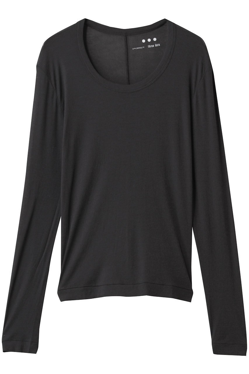 【スリー ドッツ/three dots】のシアージェシカ スクープネックカットソー インテリア・キッズ・メンズ・レディースファッション・服の通販 founy(ファニー) 　ファッション　Fashion　レディースファッション　Fashion for Women　トップス・カットソー　Cut & Sew Tops　シャツ・ブラウス・オフィスカジュアル　Elegant Blouses & Button-Ups　ロングTシャツ・Tシャツ　Longline T-Shirts & Tees　カットソー・ベーシックTシャツ　Cut-and-Sewn Tops / Stretch Tees & Basics　インナー　Innerwear　キャミソール　Camisole, Spaghetti Strap Top　シアー　Sheer, See-Through　スリーブ　Sleeve, Long Sleeve / Short Sleeve　タンク　Tank Top, Sleeveless Top　バランス　Balance, Style Balance　ロング　Long, Long-Length　チャコール|ID: prp329100004904777 ipo3291000000036715220