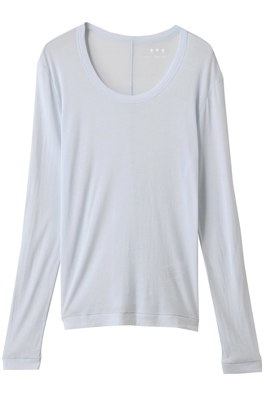 【スリー ドッツ/three dots】のシアージェシカ スクープネックカットソー インテリア・キッズ・メンズ・レディースファッション・服の通販 founy(ファニー) 　ファッション　Fashion　レディースファッション　Fashion for Women　トップス・カットソー　Cut & Sew Tops　シャツ・ブラウス・オフィスカジュアル　Elegant Blouses & Button-Ups　ロングTシャツ・Tシャツ　Longline T-Shirts & Tees　カットソー・ベーシックTシャツ　Cut-and-Sewn Tops / Stretch Tees & Basics　インナー　Innerwear　キャミソール　Camisole, Spaghetti Strap Top　シアー　Sheer, See-Through　スリーブ　Sleeve, Long Sleeve / Short Sleeve　タンク　Tank Top, Sleeveless Top　バランス　Balance, Style Balance　ロング　Long, Long-Length　ライトブルー|ID: prp329100004904777 ipo3291000000036715222