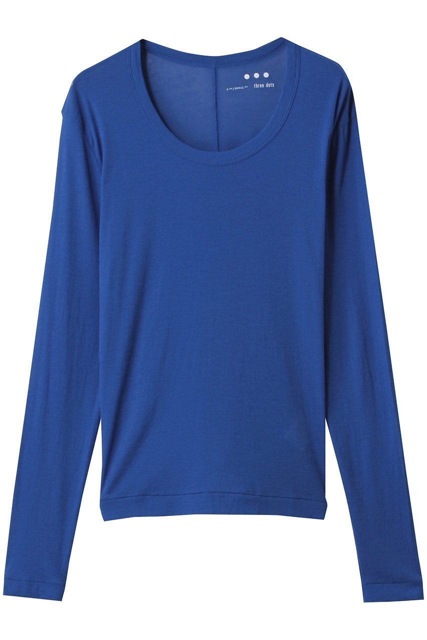 【スリー ドッツ/three dots】のシアージェシカ スクープネックカットソー インテリア・キッズ・メンズ・レディースファッション・服の通販 founy(ファニー) 　ファッション　Fashion　レディースファッション　Fashion for Women　トップス・カットソー　Cut & Sew Tops　シャツ・ブラウス・オフィスカジュアル　Elegant Blouses & Button-Ups　ロングTシャツ・Tシャツ　Longline T-Shirts & Tees　カットソー・ベーシックTシャツ　Cut-and-Sewn Tops / Stretch Tees & Basics　インナー　Innerwear　キャミソール　Camisole, Spaghetti Strap Top　シアー　Sheer, See-Through　スリーブ　Sleeve, Long Sleeve / Short Sleeve　タンク　Tank Top, Sleeveless Top　バランス　Balance, Style Balance　ロング　Long, Long-Length　ブルー|ID: prp329100004904777 ipo3291000000036715223