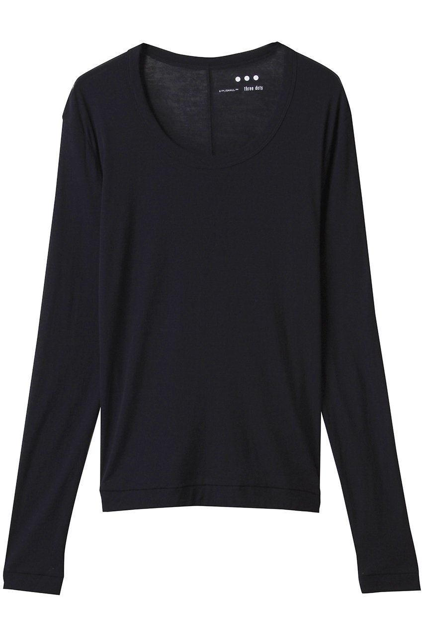 【スリー ドッツ/three dots】のシアージェシカ スクープネックカットソー インテリア・キッズ・メンズ・レディースファッション・服の通販 founy(ファニー) 　ファッション　Fashion　レディースファッション　Fashion for Women　トップス・カットソー　Cut & Sew Tops　シャツ・ブラウス・オフィスカジュアル　Elegant Blouses & Button-Ups　ロングTシャツ・Tシャツ　Longline T-Shirts & Tees　カットソー・ベーシックTシャツ　Cut-and-Sewn Tops / Stretch Tees & Basics　インナー　Innerwear　キャミソール　Camisole, Spaghetti Strap Top　シアー　Sheer, See-Through　スリーブ　Sleeve, Long Sleeve / Short Sleeve　タンク　Tank Top, Sleeveless Top　バランス　Balance, Style Balance　ロング　Long, Long-Length　ネイビー|ID: prp329100004904777 ipo3291000000036715224