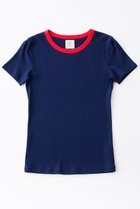 【グッド ピープル グッド ステッチング グッド プロダクト/GOOD PEOPLE GOOD STITCHING GOOD PRODUCT】のコントラスト トリム ショートスリーブ Tシャツ 人気、トレンドファッション・服の通販 founy(ファニー) ファッション Fashion レディースファッション Fashion for Women トップス・カットソー Cut & Sew Tops シャツ・ブラウス・オフィスカジュアル Elegant Blouses & Button-Ups ロングTシャツ・Tシャツ Longline T-Shirts & Tees カットソー・ベーシックTシャツ Cut-and-Sewn Tops / Stretch Tees & Basics おすすめ Recommended / Our Picks ショート Short, Short Length ストレッチ Stretch, Stretchy Fabric スリーブ Sleeve, Long Sleeve / Short Sleeve エレガント 上品 Elegant 夏 Summer 春 Spring S/S・春夏 SS, Spring/Summer, Warm Season thumbnail ブルー×レッド|ID: prp329100004904814 ipo3291000000036715543