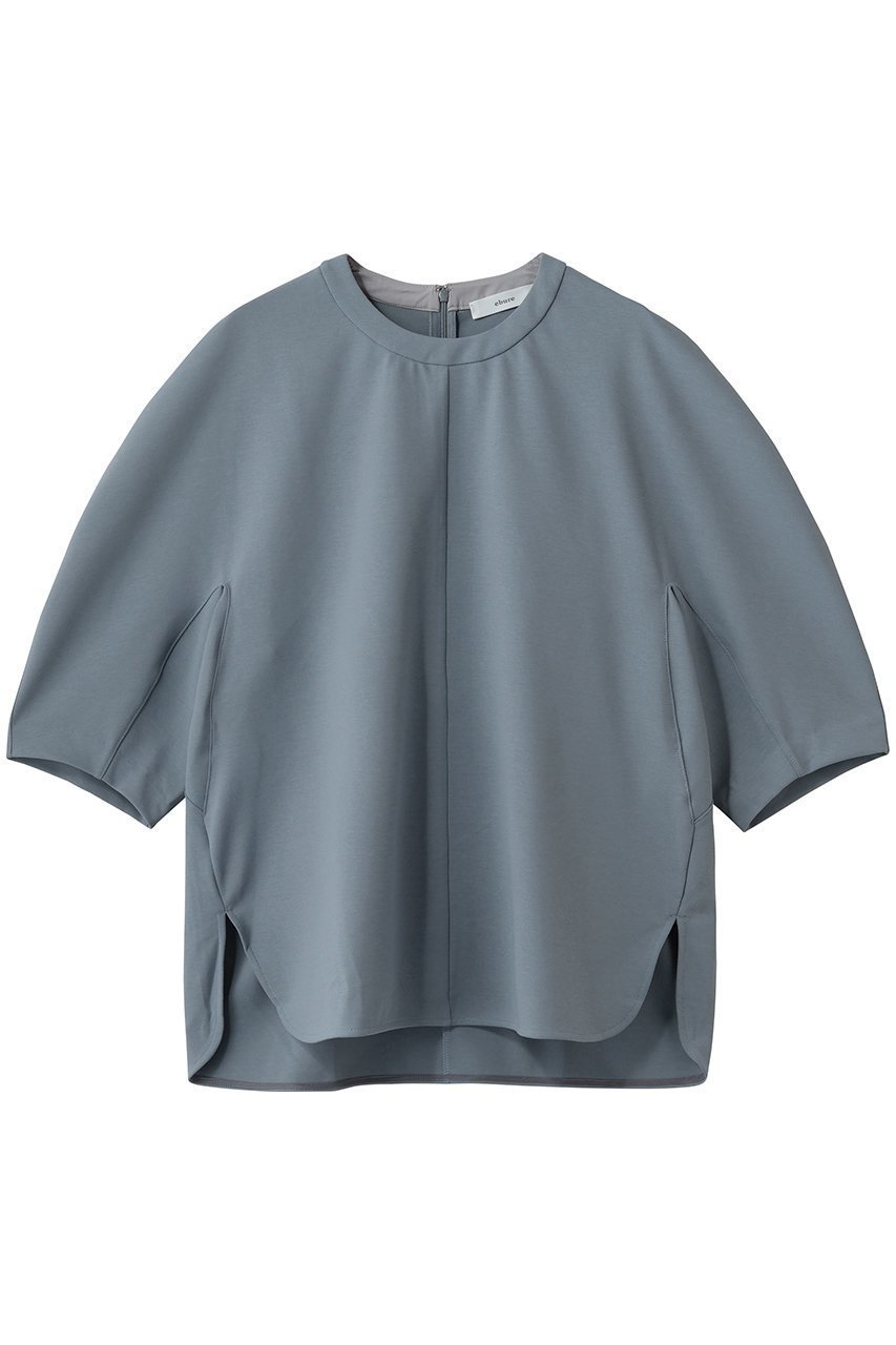 【エブール/ebure】のソフトツイストポンチ ボリュームスリーブカットソー インテリア・キッズ・メンズ・レディースファッション・服の通販 founy(ファニー) 　ファッション　Fashion　レディースファッション　Fashion for Women　トップス・カットソー　Cut & Sew Tops　シャツ・ブラウス・オフィスカジュアル　Elegant Blouses & Button-Ups　ロングTシャツ・Tシャツ　Longline T-Shirts & Tees　カットソー・ベーシックTシャツ　Cut-and-Sewn Tops / Stretch Tees & Basics　ボリューム袖・フリルスリーブブラウス　Voluminous & Ruffle Sleeves / Puffy Sleeve Tops　カットソー　Cut and Sewn Top　ショート　Short, Short Length　シンプル　Simple, Minimal　スリット　Slit, Slit Detail　スリーブ　Sleeve, Long Sleeve / Short Sleeve　バランス　Balance, Style Balance　ブルー|ID: prp329100004904818 ipo3291000000036715589