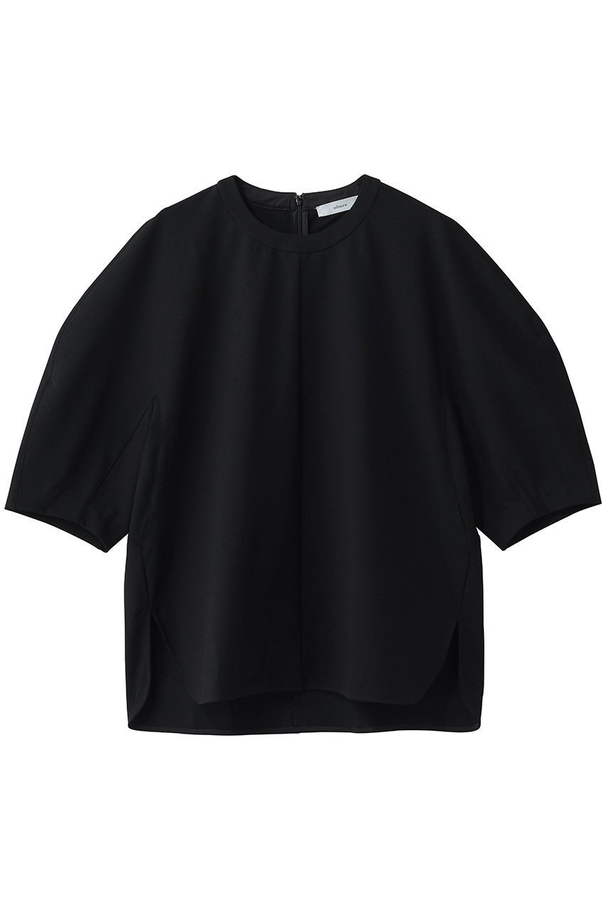 【エブール/ebure】のソフトツイストポンチ ボリュームスリーブカットソー インテリア・キッズ・メンズ・レディースファッション・服の通販 founy(ファニー) 　ファッション　Fashion　レディースファッション　Fashion for Women　トップス・カットソー　Cut & Sew Tops　シャツ・ブラウス・オフィスカジュアル　Elegant Blouses & Button-Ups　ロングTシャツ・Tシャツ　Longline T-Shirts & Tees　カットソー・ベーシックTシャツ　Cut-and-Sewn Tops / Stretch Tees & Basics　ボリューム袖・フリルスリーブブラウス　Voluminous & Ruffle Sleeves / Puffy Sleeve Tops　カットソー　Cut and Sewn Top　ショート　Short, Short Length　シンプル　Simple, Minimal　スリット　Slit, Slit Detail　スリーブ　Sleeve, Long Sleeve / Short Sleeve　バランス　Balance, Style Balance　ブラック|ID: prp329100004904818 ipo3291000000036715590