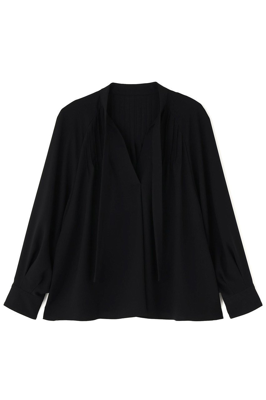 【アドーア/ADORE】のバックサテンジョーゼットブラウス インテリア・キッズ・メンズ・レディースファッション・服の通販 founy(ファニー) 　ファッション　Fashion　レディースファッション　Fashion for Women　トップス・カットソー　Cut & Sew Tops　シャツ・ブラウス・オフィスカジュアル　Elegant Blouses & Button-Ups　バッグ　Bags　サテン　Satin, Glossy Fabric　ジョーゼット　Georgette, Semi-Sheer Fabric　ストレッチ　Stretch, Stretchy Fabric　スリーブ　Sleeve, Long Sleeve / Short Sleeve　フレア　Flare, Flared　ロング　Long, Long-Length　エレガント 上品　Elegant　ブラック|ID: prp329100004904828 ipo3291000000036715668