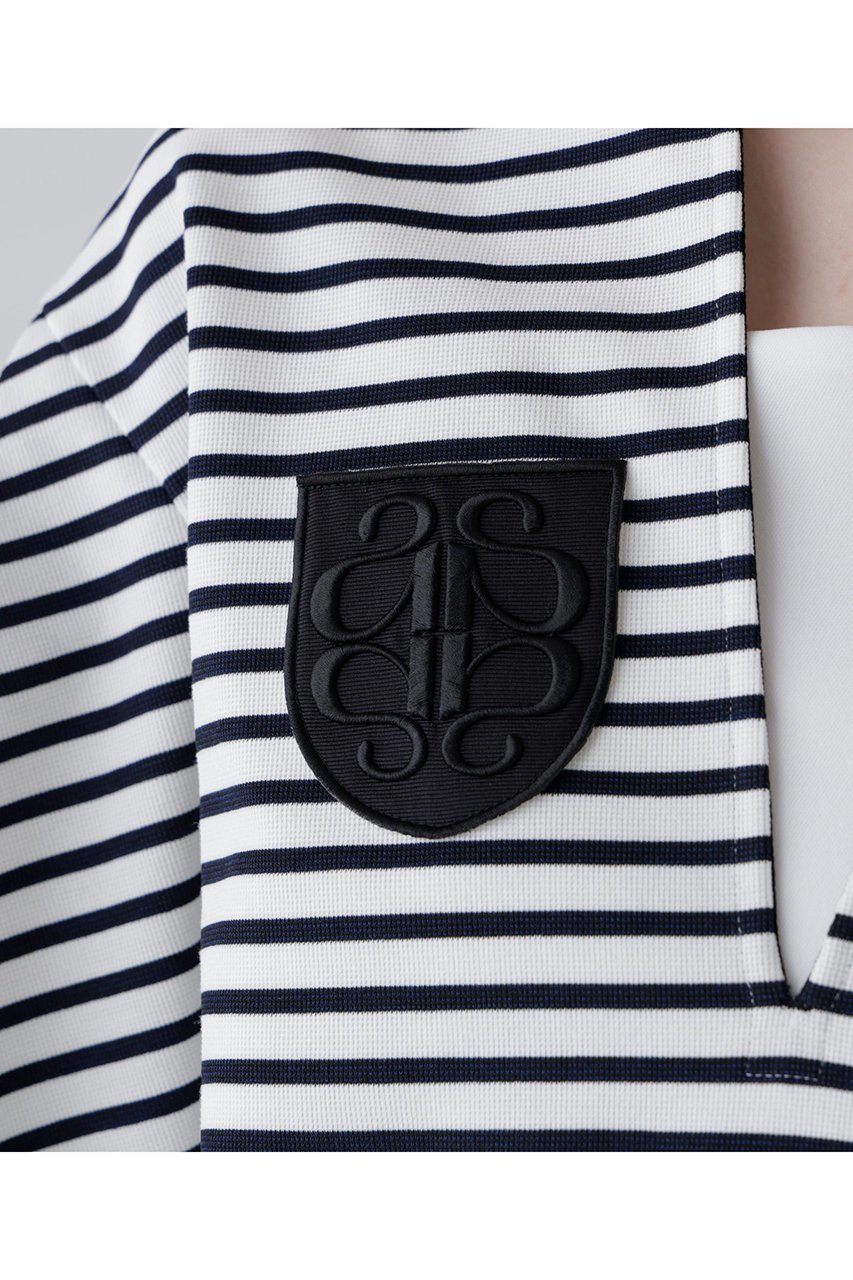 【アドーア/ADORE】のエンブレムボーダー 人気、トレンドファッション・服の通販 founy(ファニー) 　ファッション　Fashion　レディースファッション　Fashion for Women　トップス・カットソー　Cut & Sew Tops　シャツ・ブラウス・オフィスカジュアル　Elegant Blouses & Button-Ups　ロングTシャツ・Tシャツ　Longline T-Shirts & Tees　カットソー・ベーシックTシャツ　Cut-and-Sewn Tops / Stretch Tees & Basics　コンパクト　Compact, Small Size　ショート　Short, Short Length　スリーブ　Sleeve, Long Sleeve / Short Sleeve　バスク　Basque, Basque Style　ボーダー　Border, Stripe　モノトーン　Monotone, Black and White　other-7|ID: prp329100004904832 ipo3291000000036715706