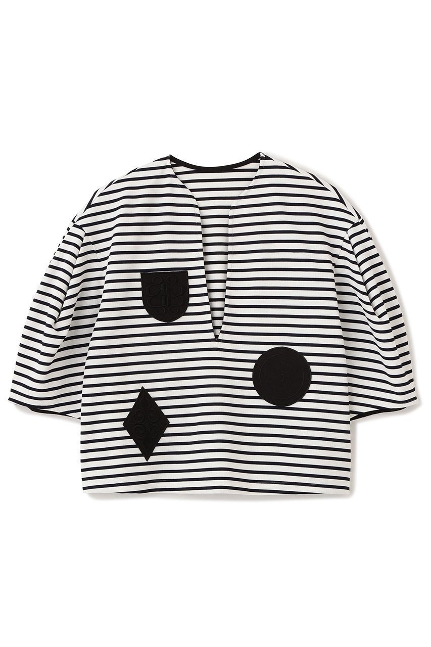 【アドーア/ADORE】のエンブレムボーダー 人気、トレンドファッション・服の通販 founy(ファニー) 　ファッション　Fashion　レディースファッション　Fashion for Women　トップス・カットソー　Cut & Sew Tops　シャツ・ブラウス・オフィスカジュアル　Elegant Blouses & Button-Ups　ロングTシャツ・Tシャツ　Longline T-Shirts & Tees　カットソー・ベーシックTシャツ　Cut-and-Sewn Tops / Stretch Tees & Basics　コンパクト　Compact, Small Size　ショート　Short, Short Length　スリーブ　Sleeve, Long Sleeve / Short Sleeve　バスク　Basque, Basque Style　ボーダー　Border, Stripe　モノトーン　Monotone, Black and White　other-8|ID: prp329100004904832 ipo3291000000036715707