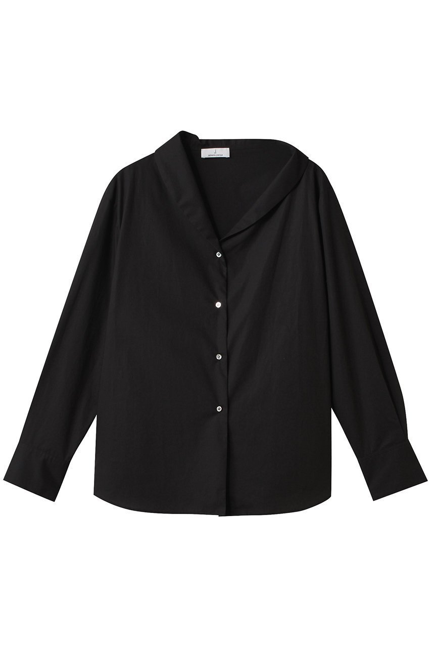 【ジェイドット/j.】の高密度コットンアシメブラウス インテリア・キッズ・メンズ・レディースファッション・服の通販 founy(ファニー) 　ファッション　Fashion　レディースファッション　Fashion for Women　トップス・カットソー　Cut & Sew Tops　シャツ・ブラウス・オフィスカジュアル　Elegant Blouses & Button-Ups　アシンメトリー　Asymmetrical Style　スリーブ　Sleeve, Long Sleeve / Short Sleeve　タイプライター　Typewriter Fabric, Crisp Cotton　ロング　Long, Long-Length　エレガント 上品　Elegant　ブラック|ID: prp329100004904838 ipo3291000000036715746