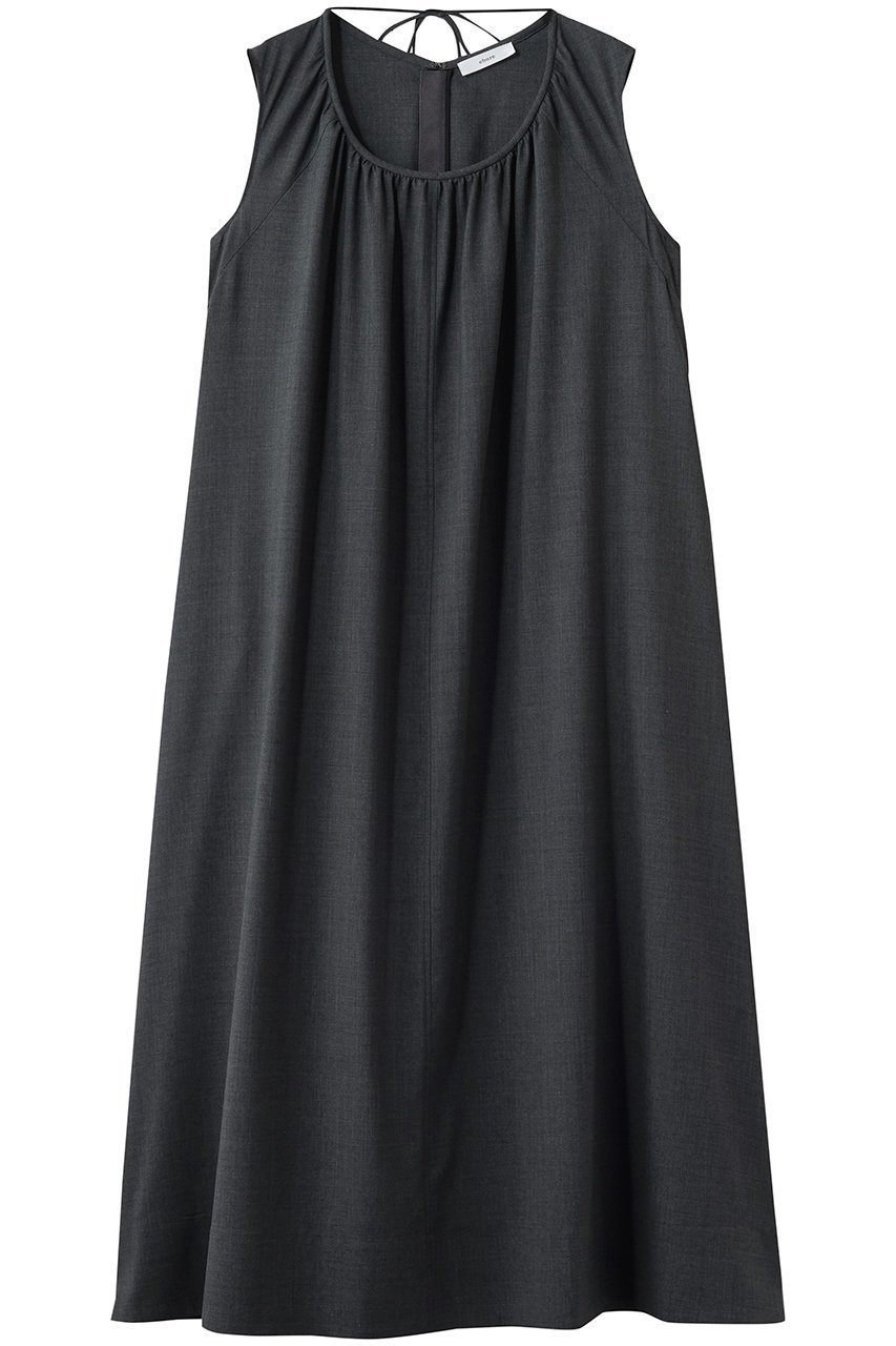 【エブール/ebure】のライトトロピカルウール ボリュームワンピース インテリア・キッズ・メンズ・レディースファッション・服の通販 founy(ファニー) 　ファッション　Fashion　レディースファッション　Fashion for Women　ワンピース　Dresses　チュニック　Tunic Tops & Dresses　なめらか　Smooth, Silky Texture　ウォッシャブル　Machine Washable　ギャザー　Gathered, Ruffled　シンプル　Simple, Minimal　ジャケット　Jacket, Outerwear　タンク　Tank Top, Sleeveless Top　チュニック　Tunic, Long Top　デコルテ　Décolleté, Neckline　バランス　Balance, Style Balance　リボン　Ribbon, Bow　チャコールグレー|ID: prp329100004904856 ipo3291000000036715907