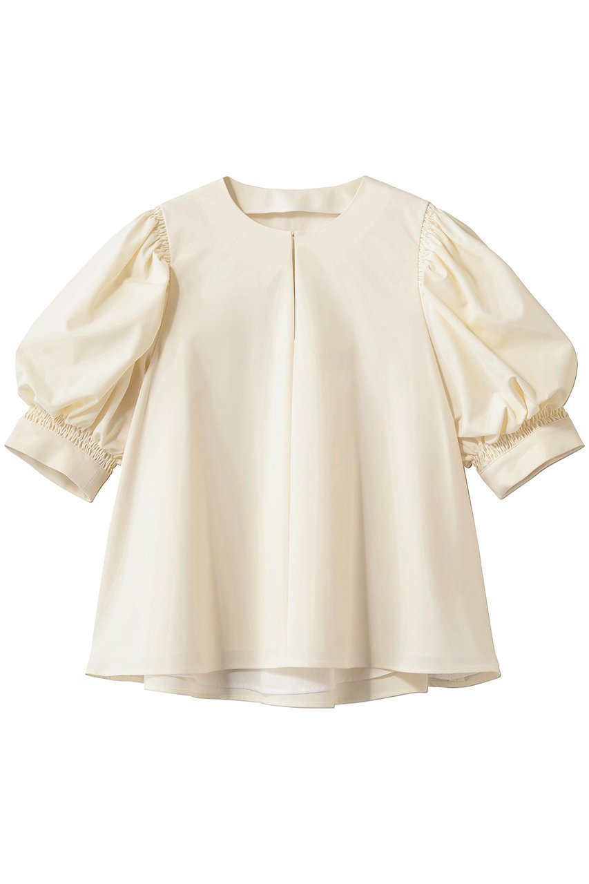 【ランバン オン ブルー/LANVIN en Bleu】のツイルギャザースリーブブラウス インテリア・キッズ・メンズ・レディースファッション・服の通販 founy(ファニー) 　ファッション　Fashion　レディースファッション　Fashion for Women　トップス・カットソー　Cut & Sew Tops　シャツ・ブラウス・オフィスカジュアル　Elegant Blouses & Button-Ups　おすすめ　Recommended / Our Picks　ギャザー　Gathered, Ruffled　ショート　Short, Short Length　シンプル　Simple, Minimal　スリーブ　Sleeve, Long Sleeve / Short Sleeve　セットアップ　Set-Up, Coordinated Outfit　フェミニン　Feminine, Girly　フレア　Flare, Flared　エレガント 上品　Elegant　オフ|ID: prp329100004904860 ipo3291000000036715939