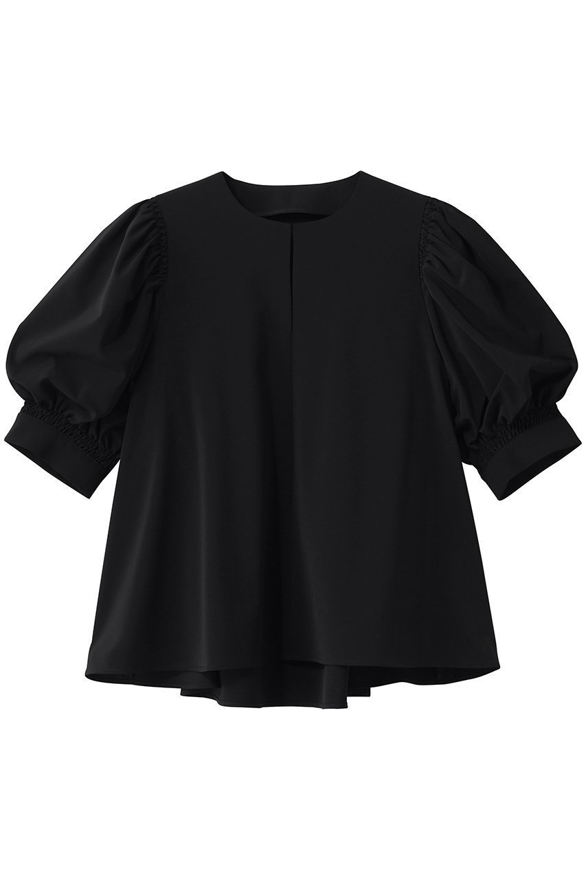 【ランバン オン ブルー/LANVIN en Bleu】のツイルギャザースリーブブラウス インテリア・キッズ・メンズ・レディースファッション・服の通販 founy(ファニー) 　ファッション　Fashion　レディースファッション　Fashion for Women　トップス・カットソー　Cut & Sew Tops　シャツ・ブラウス・オフィスカジュアル　Elegant Blouses & Button-Ups　おすすめ　Recommended / Our Picks　ギャザー　Gathered, Ruffled　ショート　Short, Short Length　シンプル　Simple, Minimal　スリーブ　Sleeve, Long Sleeve / Short Sleeve　セットアップ　Set-Up, Coordinated Outfit　フェミニン　Feminine, Girly　フレア　Flare, Flared　エレガント 上品　Elegant　ブラック|ID: prp329100004904860 ipo3291000000036715940