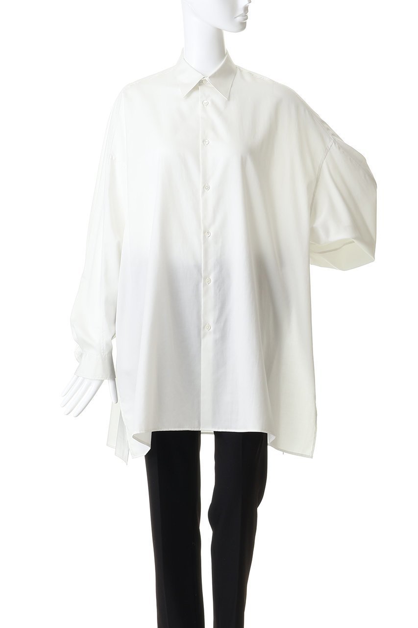 【グラフペーパー/Graphpaper】のSilicon Poplin Deep Slit Regular Collar Shirt 人気、トレンドファッション・服の通販 founy(ファニー) 　ファッション　Fashion　レディースファッション　Fashion for Women　トップス・カットソー　Cut & Sew Tops　シャツ・ブラウス・オフィスカジュアル　Elegant Blouses & Button-Ups　おすすめ　Recommended / Our Picks　なめらか　Smooth, Silky Texture　スリット　Slit, Slit Detail　スリーブ　Sleeve, Long Sleeve / Short Sleeve　ドレープ　Drape, Draping Fabric　ロング　Long, Long-Length　ワイド　Wide, Wide Fit　エレガント 上品　Elegant　羽織　Haori, Light Jacket　other-2|ID: prp329100004904866 ipo3291000000036715995