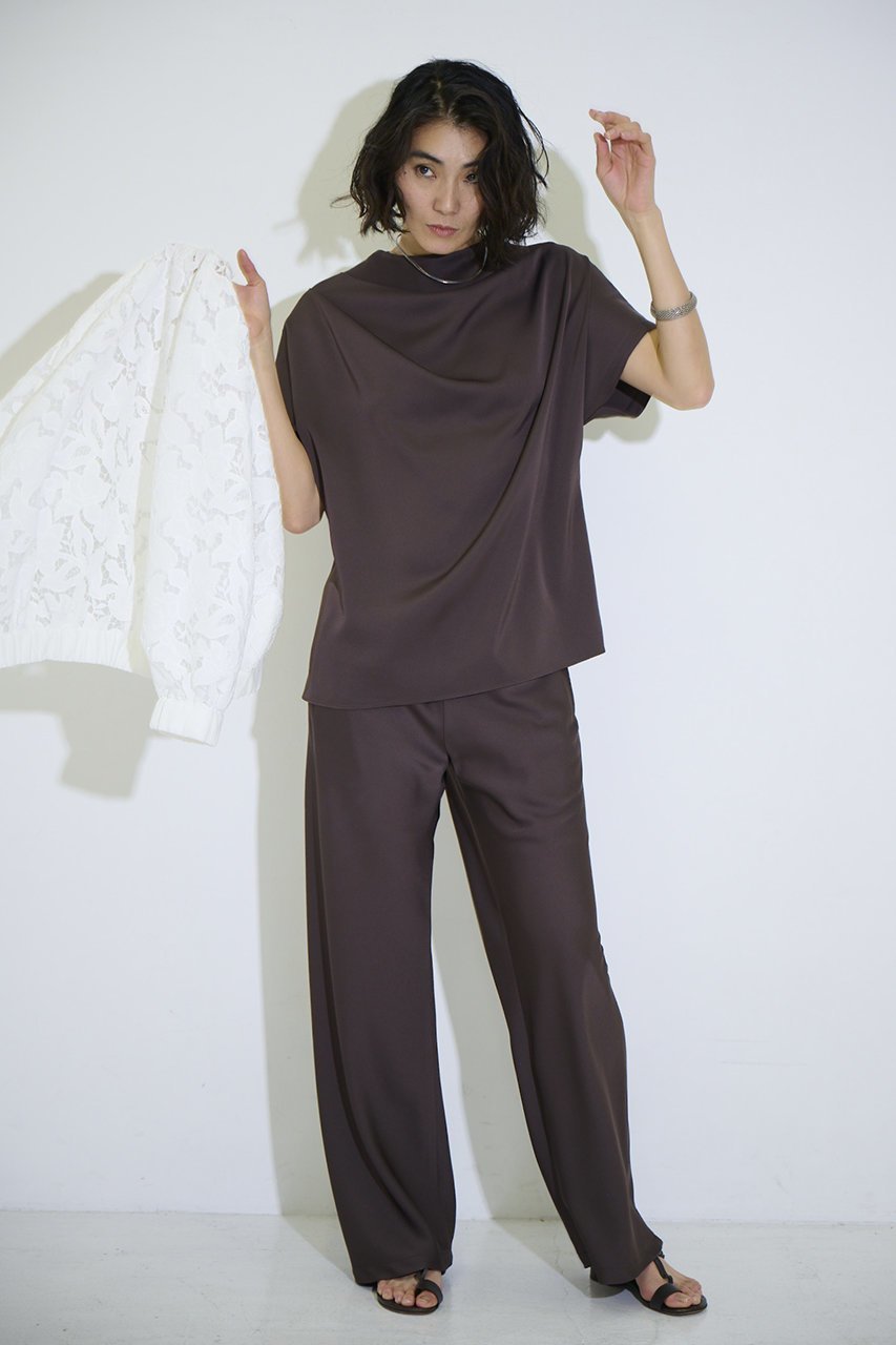 【エムフィル/M Fil】のストレッチWサテン ドレープブラウス 人気、トレンドファッション・服の通販 founy(ファニー) 　ファッション　Fashion　レディースファッション　Fashion for Women　トップス・カットソー　Cut & Sew Tops　シャツ・ブラウス・オフィスカジュアル　Elegant Blouses & Button-Ups　アシンメトリー　Asymmetrical Style　サテン　Satin, Glossy Fabric　ショート　Short, Short Length　シンプル　Simple, Minimal　ストレッチ　Stretch, Stretchy Fabric　スリーブ　Sleeve, Long Sleeve / Short Sleeve　エレガント 上品　Elegant　other-6|ID: prp329100004904867 ipo3291000000036716006