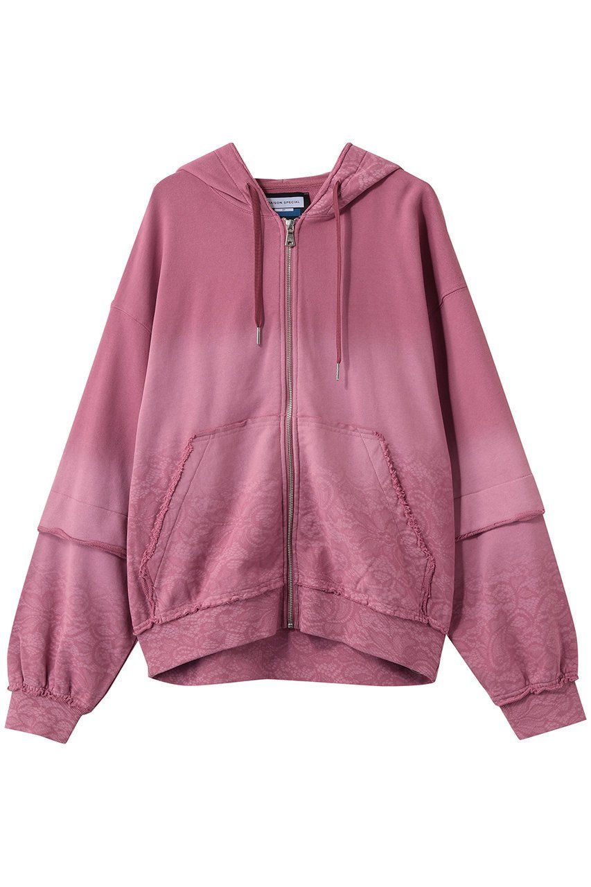 【メゾンスペシャル/MAISON SPECIAL】の【UNISEX】レーススプレーダイ ZIPパーカー インテリア・キッズ・メンズ・レディースファッション・服の通販 founy(ファニー) 　ファッション　Fashion　レディースファッション　Fashion for Women　トップス・カットソー　Cut & Sew Tops　シャツ・ブラウス・オフィスカジュアル　Elegant Blouses & Button-Ups　レディースパーカー・カジュアルフーディー　Casual Hoodies & Sweatshirts　ロングTシャツ・Tシャツ　Longline T-Shirts & Tees　スウェット・クルーネックトップス　Sweatshirts & Crewnecks / Relaxed Fit Sweat Tops　カットソー・ベーシックTシャツ　Cut-and-Sewn Tops / Stretch Tees & Basics　ユニセックス　Unisex, Genderless　グラデーション　Gradient, Ombre　ショルダー　Shoulder, Shoulder Strap　ドロップ　Drop Shoulder, Dropped Style　パーカー　Hoodie, Parka　ボトム　Bottoms, Lower Wear　レース　Lace, Lace Fabric　無地　Plain, Solid Color　PNK(ピンク)|ID: prp329100004904872 ipo3291000000036716041