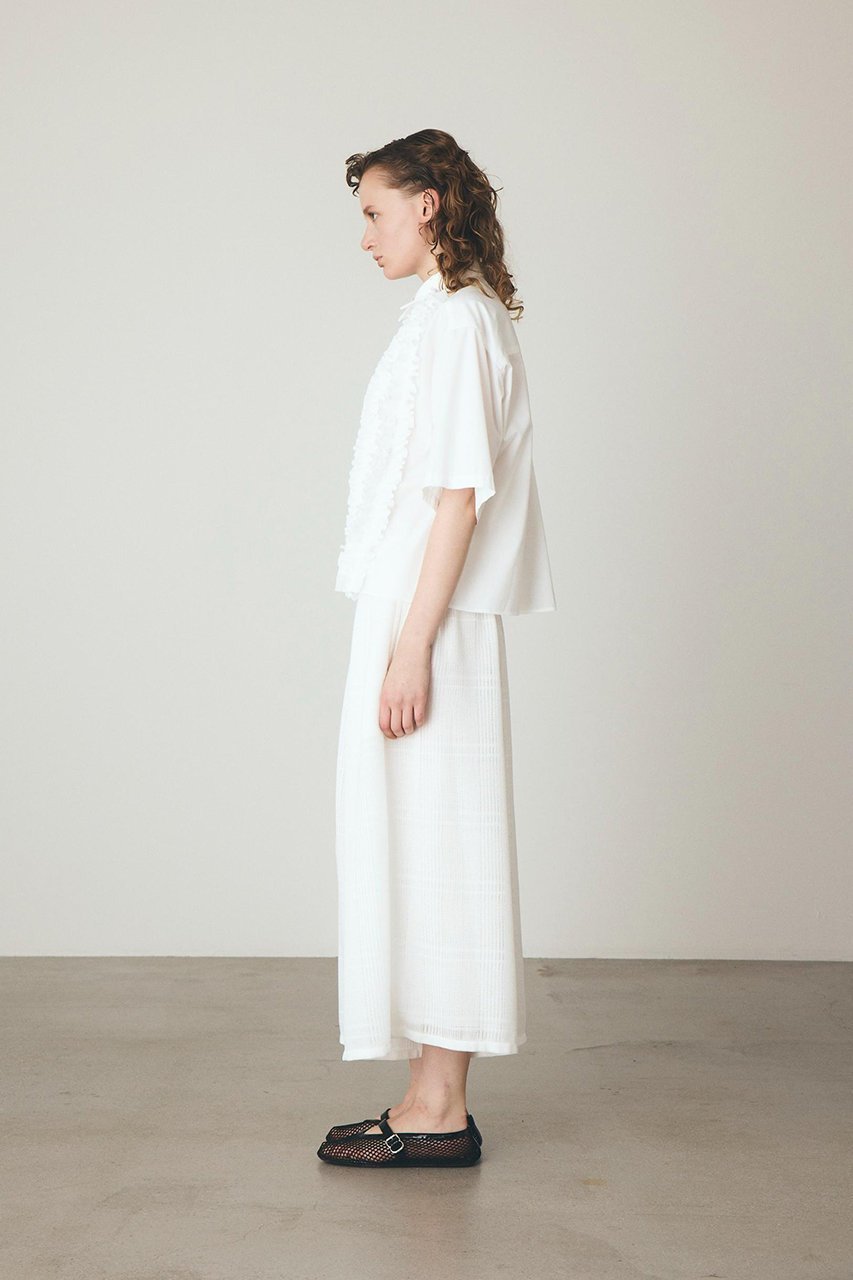 【その他のブランド/Other】のギャザーフリルブラウス 人気、トレンドファッション・服の通販 founy(ファニー) 　ファッション　Fashion　レディースファッション　Fashion for Women　トップス・カットソー　Cut & Sew Tops　シャツ・ブラウス・オフィスカジュアル　Elegant Blouses & Button-Ups　インナー　Innerwear　ギャザー　Gathered, Ruffled　ショート　Short, Short Length　シンプル　Simple, Minimal　ジャケット　Jacket, Outerwear　スラックス　Slacks, Dress Pants　スリーブ　Sleeve, Long Sleeve / Short Sleeve　デニム　Denim, Jeans Material　フリル　Frill, Ruffle　ブロード　Broadcloth, Fine Cotton　ボトム　Bottoms, Lower Wear　エレガント 上品　Elegant　other-7|ID: prp329100004904881 ipo3291000000036716194