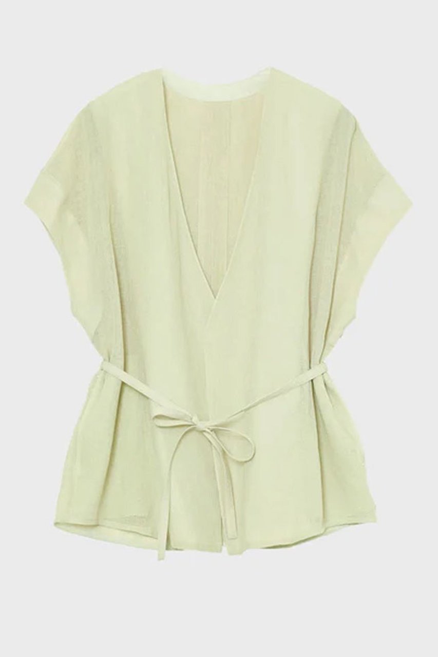 【スタニングルアー/STUNNING LURE】のメッシュハオリブラウス インテリア・キッズ・メンズ・レディースファッション・服の通販 founy(ファニー) 　ファッション　Fashion　レディースファッション　Fashion for Women　トップス・カットソー　Cut & Sew Tops　シャツ・ブラウス・オフィスカジュアル　Elegant Blouses & Button-Ups　ショート　Short, Short Length　シンプル　Simple, Minimal　スリーブ　Sleeve, Long Sleeve / Short Sleeve　フラップ　Flap, Flap Pocket　ブラウジング　Blouson Silhouette, Cinched Waist　ポケット　Pocket, Pocket Detail　メッシュ　Mesh, Net Fabric　リネン　Linen, Linen Fabric　夏　Summer　ライトイエロー|ID: prp329100004904893 ipo3291000000036716427