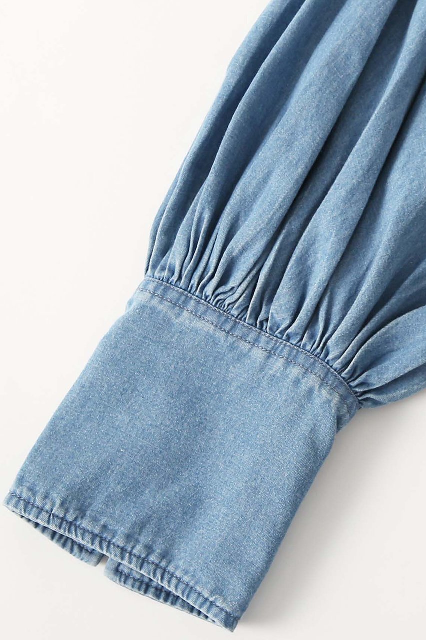 【アユーシ/AAYUSHI】のデニムピンタックブラウス 人気、トレンドファッション・服の通販 founy(ファニー) 　ファッション　Fashion　レディースファッション　Fashion for Women　トップス・カットソー　Cut & Sew Tops　シャツ・ブラウス・オフィスカジュアル　Elegant Blouses & Button-Ups　インド　Indian Textile　エレガント 上品　Elegant　クラシック　Classic, Timeless Style　スリーブ　Sleeve, Long Sleeve / Short Sleeve　デニム　Denim, Jeans Material　ドレープ　Drape, Draping Fabric　バランス　Balance, Style Balance　フレア　Flare, Flared　モダン　Modern, Contemporary　ヨーク　Yoke, Yoke Design　ロング　Long, Long-Length　other-7|ID: prp329100004904898 ipo3291000000036716477