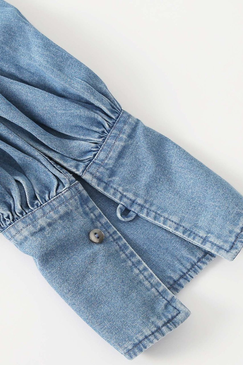 【アユーシ/AAYUSHI】のデニムピンタックブラウス 人気、トレンドファッション・服の通販 founy(ファニー) 　ファッション　Fashion　レディースファッション　Fashion for Women　トップス・カットソー　Cut & Sew Tops　シャツ・ブラウス・オフィスカジュアル　Elegant Blouses & Button-Ups　インド　Indian Textile　エレガント 上品　Elegant　クラシック　Classic, Timeless Style　スリーブ　Sleeve, Long Sleeve / Short Sleeve　デニム　Denim, Jeans Material　ドレープ　Drape, Draping Fabric　バランス　Balance, Style Balance　フレア　Flare, Flared　モダン　Modern, Contemporary　ヨーク　Yoke, Yoke Design　ロング　Long, Long-Length　other-8|ID: prp329100004904898 ipo3291000000036716478