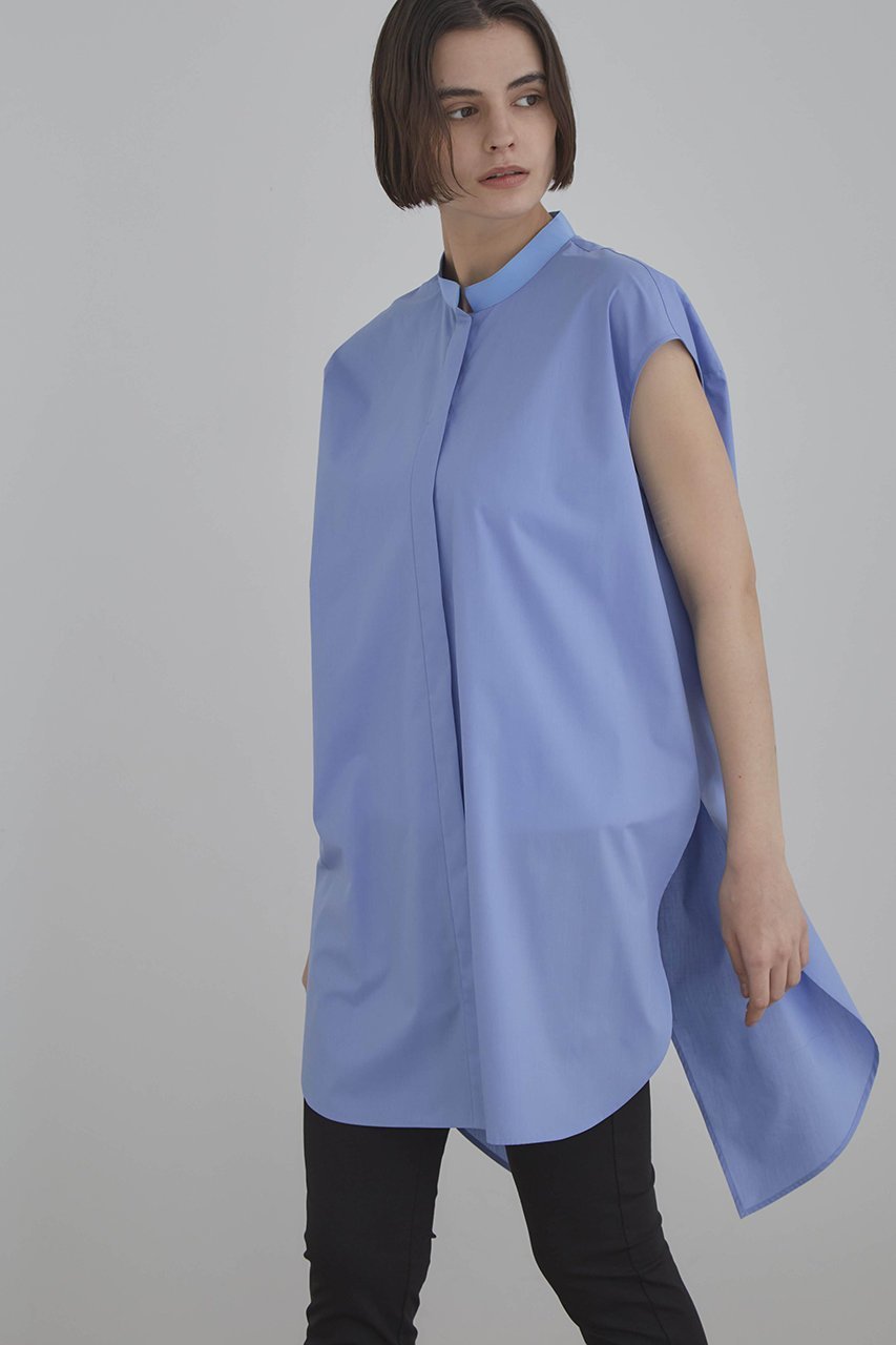 【ル フィル/LE PHIL】のライトタイプライターロングシャツ インテリア・キッズ・メンズ・レディースファッション・服の通販 founy(ファニー) 　ファッション　Fashion　レディースファッション　Fashion for Women　トップス・カットソー　Cut & Sew Tops　キャミソール&ノースリーブ　Camisoles & Sleeveless Tops　シャツ・ブラウス・オフィスカジュアル　Elegant Blouses & Button-Ups　グログラン　Grosgrain, Grosgrain Ribbon　スタンダード　Standard, Basic　ノースリーブ　Sleeveless, No-Sleeve　リラックス　Relax, Relaxed Fit　ロング　Long, Long-Length　ブルー|ID: prp329100004904907 ipo3291000000036716563