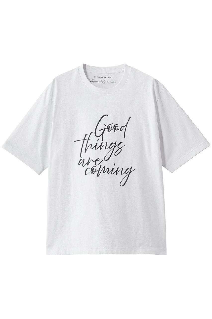 【プルミエ アロンディスモン/1er Arrondissement】のUSコットンロゴプリントTシャツ インテリア・キッズ・メンズ・レディースファッション・服の通販 founy(ファニー) 　ファッション　Fashion　レディースファッション　Fashion for Women　トップス・カットソー　Cut & Sew Tops　シャツ・ブラウス・オフィスカジュアル　Elegant Blouses & Button-Ups　ロングTシャツ・Tシャツ　Longline T-Shirts & Tees　カットソー・ベーシックTシャツ　Cut-and-Sewn Tops / Stretch Tees & Basics　ショート　Short, Short Length　スリーブ　Sleeve, Long Sleeve / Short Sleeve　プリント　Print, Printed Pattern　ベーシック　Basic, Essential　エレガント 上品　Elegant　ホワイト|ID: prp329100004904908 ipo3291000000036716572