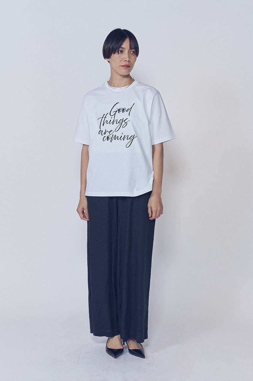 【プルミエ アロンディスモン/1er Arrondissement】のUSコットンロゴプリントTシャツ 人気、トレンドファッション・服の通販 founy(ファニー) 　ファッション　Fashion　レディースファッション　Fashion for Women　トップス・カットソー　Cut & Sew Tops　シャツ・ブラウス・オフィスカジュアル　Elegant Blouses & Button-Ups　ロングTシャツ・Tシャツ　Longline T-Shirts & Tees　カットソー・ベーシックTシャツ　Cut-and-Sewn Tops / Stretch Tees & Basics　ショート　Short, Short Length　スリーブ　Sleeve, Long Sleeve / Short Sleeve　プリント　Print, Printed Pattern　ベーシック　Basic, Essential　エレガント 上品　Elegant　other-8|ID: prp329100004904908 ipo3291000000036716580