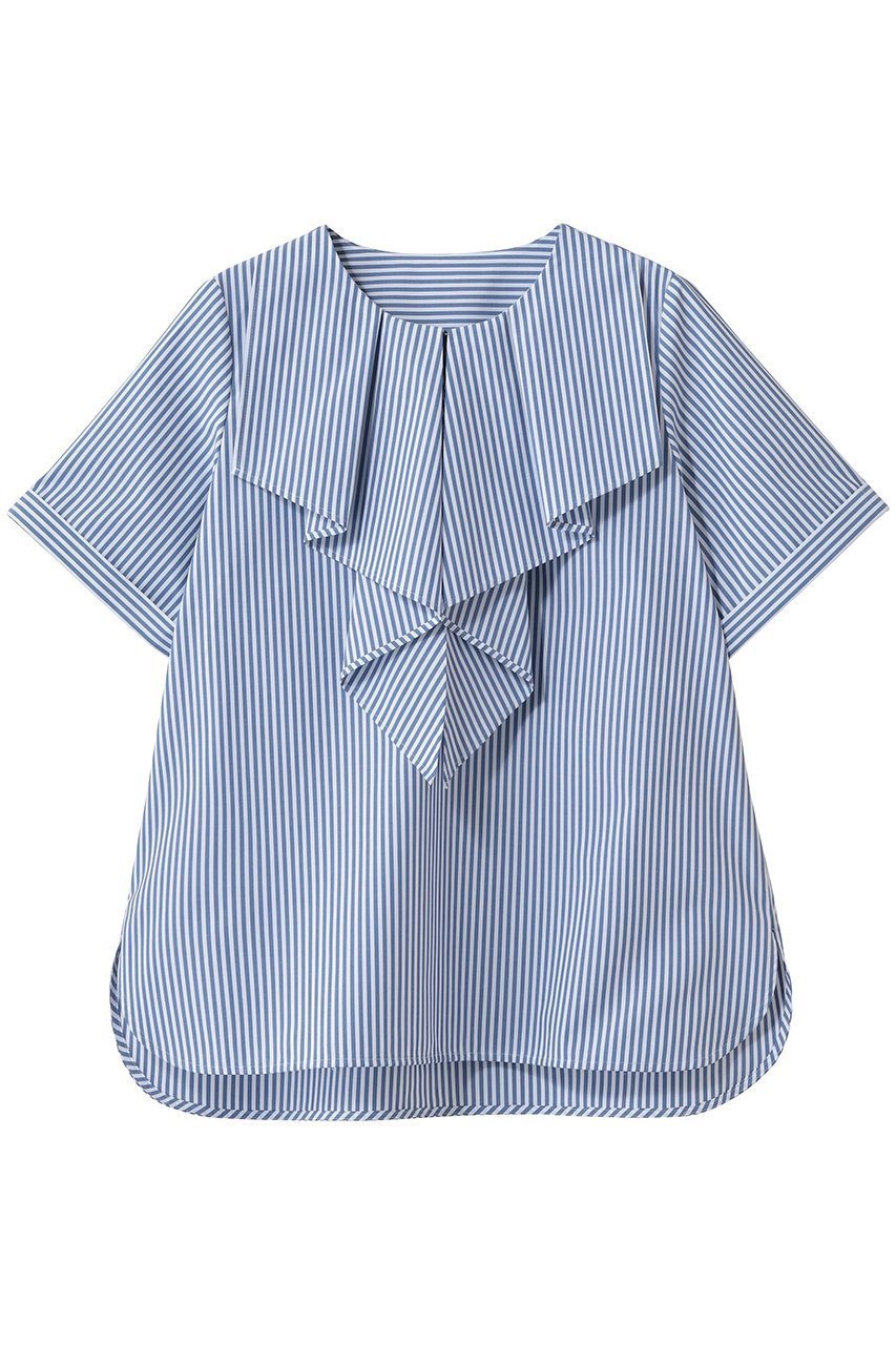 【アナイ/ANAYI】のコットンポリブロードラッフルブラウス インテリア・キッズ・メンズ・レディースファッション・服の通販 founy(ファニー) 　ファッション　Fashion　レディースファッション　Fashion for Women　トップス・カットソー　Cut & Sew Tops　シャツ・ブラウス・オフィスカジュアル　Elegant Blouses & Button-Ups　スリーブ　Sleeve, Long Sleeve / Short Sleeve　フロント　Front, Front Design　ラッフル　Ruffle, Frill　ロング　Long, Long-Length　再入荷　Restock / Back in Stock　ブルー|ID: prp329100004904913 ipo3291000000036716620