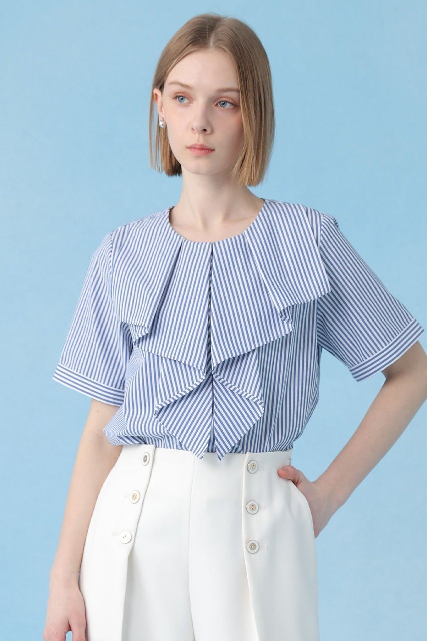 【アナイ/ANAYI】のコットンポリブロードラッフルブラウス 人気、トレンドファッション・服の通販 founy(ファニー) 　ファッション　Fashion　レディースファッション　Fashion for Women　トップス・カットソー　Cut & Sew Tops　シャツ・ブラウス・オフィスカジュアル　Elegant Blouses & Button-Ups　スリーブ　Sleeve, Long Sleeve / Short Sleeve　フロント　Front, Front Design　ラッフル　Ruffle, Frill　ロング　Long, Long-Length　再入荷　Restock / Back in Stock　other-6|ID: prp329100004904913 ipo3291000000036716625