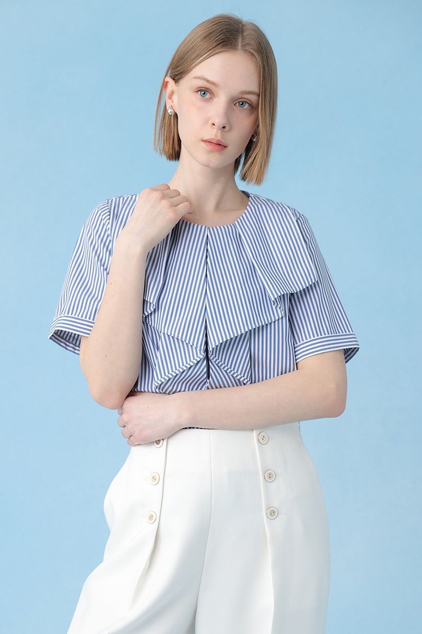 【アナイ/ANAYI】のコットンポリブロードラッフルブラウス 人気、トレンドファッション・服の通販 founy(ファニー) 　ファッション　Fashion　レディースファッション　Fashion for Women　トップス・カットソー　Cut & Sew Tops　シャツ・ブラウス・オフィスカジュアル　Elegant Blouses & Button-Ups　スリーブ　Sleeve, Long Sleeve / Short Sleeve　フロント　Front, Front Design　ラッフル　Ruffle, Frill　ロング　Long, Long-Length　再入荷　Restock / Back in Stock　other-7|ID: prp329100004904913 ipo3291000000036716626