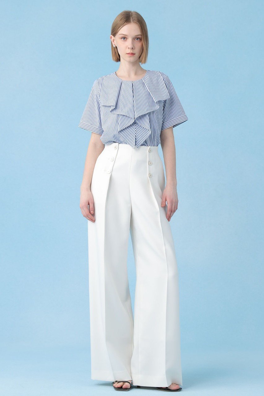 【アナイ/ANAYI】のコットンポリブロードラッフルブラウス 人気、トレンドファッション・服の通販 founy(ファニー) 　ファッション　Fashion　レディースファッション　Fashion for Women　トップス・カットソー　Cut & Sew Tops　シャツ・ブラウス・オフィスカジュアル　Elegant Blouses & Button-Ups　スリーブ　Sleeve, Long Sleeve / Short Sleeve　フロント　Front, Front Design　ラッフル　Ruffle, Frill　ロング　Long, Long-Length　再入荷　Restock / Back in Stock　other-8|ID: prp329100004904913 ipo3291000000036716627