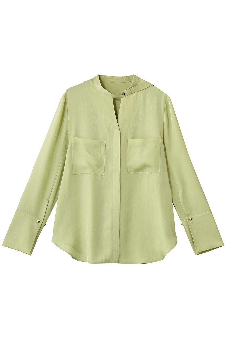 【アルアバイル/allureville】のブライトツイルアシメボウブラウス インテリア・キッズ・メンズ・レディースファッション・服の通販 founy(ファニー) 　ファッション　Fashion　レディースファッション　Fashion for Women　トップス・カットソー　Cut & Sew Tops　シャツ・ブラウス・オフィスカジュアル　Elegant Blouses & Button-Ups　おすすめ　Recommended / Our Picks　アシンメトリー　Asymmetrical Style　インナー　Innerwear　ジャケット　Jacket, Outerwear　スリーブ　Sleeve, Long Sleeve / Short Sleeve　デニム　Denim, Jeans Material　ロング　Long, Long-Length　エレガント 上品　Elegant　イエロー|ID: prp329100004904922 ipo3291000000036716704