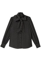 【アルアバイル/allureville】の【Loulou Willoughby】デシンドットフリルボウタイBL A 人気、トレンドファッション・服の通販 founy(ファニー) ファッション Fashion レディースファッション Fashion for Women トップス・カットソー Cut & Sew Tops シャツ・ブラウス・オフィスカジュアル Elegant Blouses & Button-Ups スリーブ Sleeve, Long Sleeve / Short Sleeve ドット Polka Dot, Dot Pattern フリル Frill, Ruffle ロング Long, Long-Length エレガント 上品 Elegant thumbnail ブラック|ID: prp329100004904923 ipo3291000000036716711