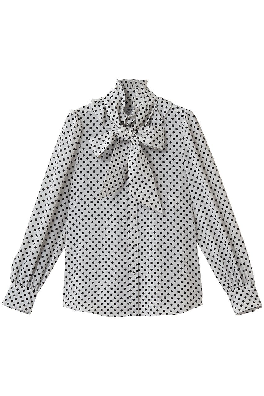 【アルアバイル/allureville】の【Loulou Willoughby】デシンドットフリルボウタイBL A インテリア・キッズ・メンズ・レディースファッション・服の通販 founy(ファニー) 　ファッション　Fashion　レディースファッション　Fashion for Women　トップス・カットソー　Cut & Sew Tops　シャツ・ブラウス・オフィスカジュアル　Elegant Blouses & Button-Ups　スリーブ　Sleeve, Long Sleeve / Short Sleeve　ドット　Polka Dot, Dot Pattern　フリル　Frill, Ruffle　ロング　Long, Long-Length　エレガント 上品　Elegant　オフホワイト|ID: prp329100004904923 ipo3291000000036716712