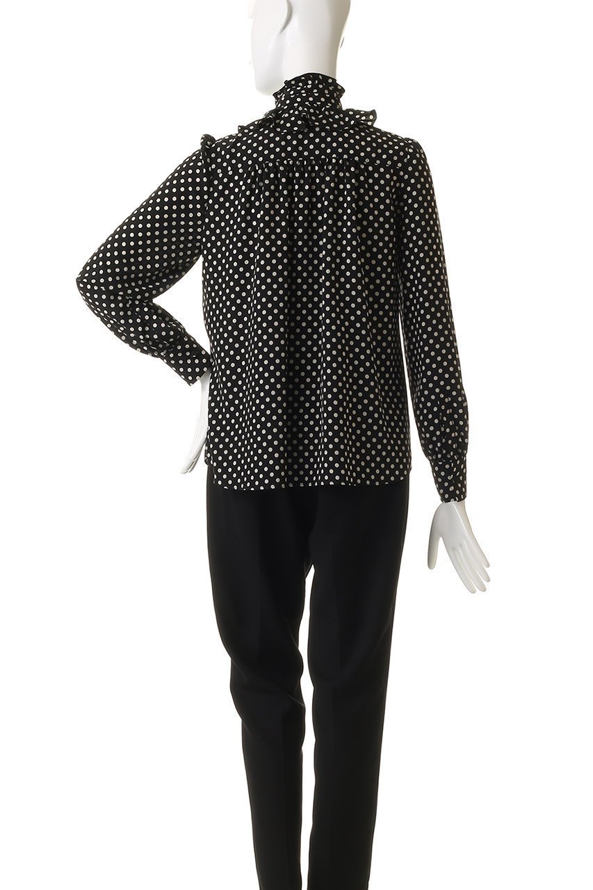 【アルアバイル/allureville】の【Loulou Willoughby】デシンドットフリルボウタイBL A 人気、トレンドファッション・服の通販 founy(ファニー) 　ファッション　Fashion　レディースファッション　Fashion for Women　トップス・カットソー　Cut & Sew Tops　シャツ・ブラウス・オフィスカジュアル　Elegant Blouses & Button-Ups　スリーブ　Sleeve, Long Sleeve / Short Sleeve　ドット　Polka Dot, Dot Pattern　フリル　Frill, Ruffle　ロング　Long, Long-Length　エレガント 上品　Elegant　other-4|ID: prp329100004904923 ipo3291000000036746978