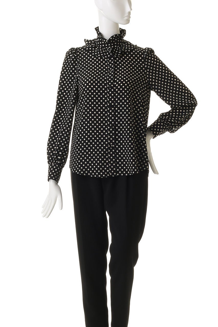 【アルアバイル/allureville】の【Loulou Willoughby】デシンドットフリルボウタイBL A 人気、トレンドファッション・服の通販 founy(ファニー) 　ファッション　Fashion　レディースファッション　Fashion for Women　トップス・カットソー　Cut & Sew Tops　シャツ・ブラウス・オフィスカジュアル　Elegant Blouses & Button-Ups　スリーブ　Sleeve, Long Sleeve / Short Sleeve　ドット　Polka Dot, Dot Pattern　フリル　Frill, Ruffle　ロング　Long, Long-Length　エレガント 上品　Elegant　other-6|ID: prp329100004904923 ipo3291000000036746980