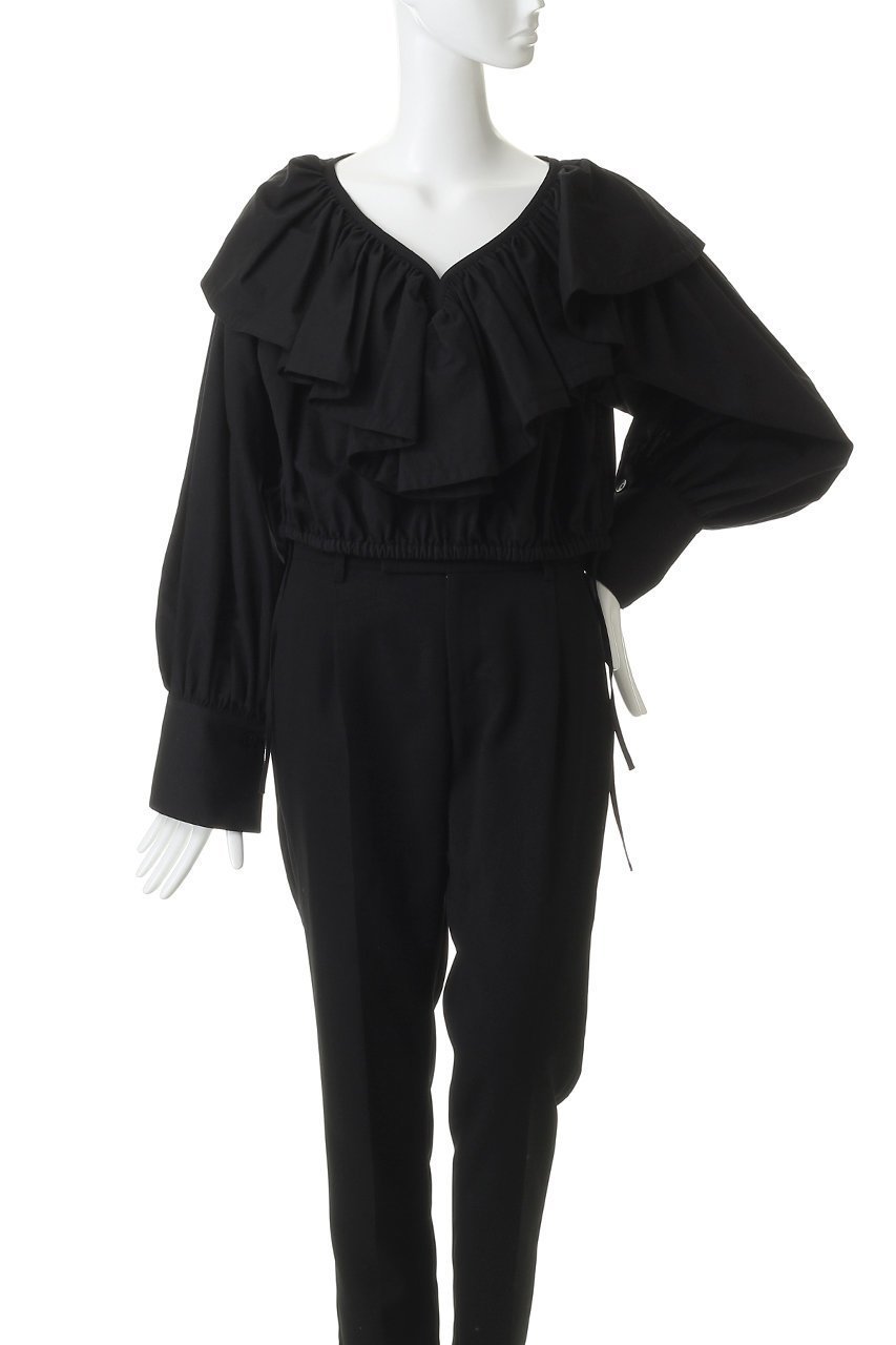 【クラネ/CLANE】のFRILL COLLAR SHORT BLOUSE シャツ/ブラウス 人気、トレンドファッション・服の通販 founy(ファニー) 　ファッション　Fashion　レディースファッション　Fashion for Women　トップス・カットソー　Cut & Sew Tops　シャツ・ブラウス・オフィスカジュアル　Elegant Blouses & Button-Ups　カフス　Cuff Design　クロップド　Cropped, Short Length　スリーブ　Sleeve, Long Sleeve / Short Sleeve　フリル　Frill, Ruffle　リネン　Linen, Linen Fabric　ロング　Long, Long-Length　other-2|ID: prp329100004904934 ipo3291000000036716797