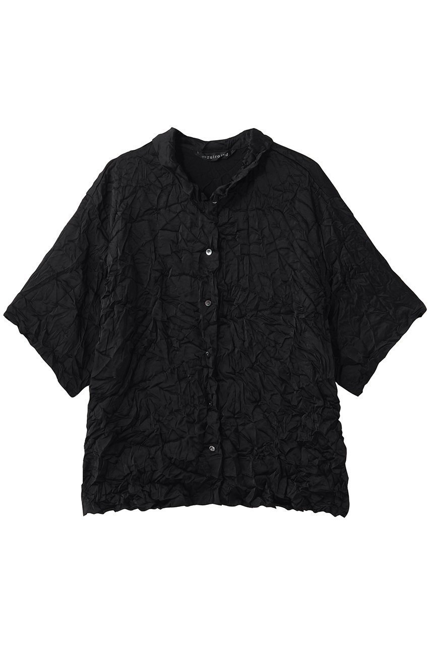 【ミズイロ インド/mizuiro ind】のwasher half slv shirt シャツ インテリア・キッズ・メンズ・レディースファッション・服の通販 founy(ファニー) 　ファッション　Fashion　レディースファッション　Fashion for Women　トップス・カットソー　Cut & Sew Tops　シャツ・ブラウス・オフィスカジュアル　Elegant Blouses & Button-Ups　おすすめ　Recommended / Our Picks　ショート　Short, Short Length　スリーブ　Sleeve, Long Sleeve / Short Sleeve　タンク　Tank Top, Sleeveless Top　ワッシャー　Washer, Crinkled Finish　エレガント 上品　Elegant　black|ID: prp329100004904935 ipo3291000000036716807
