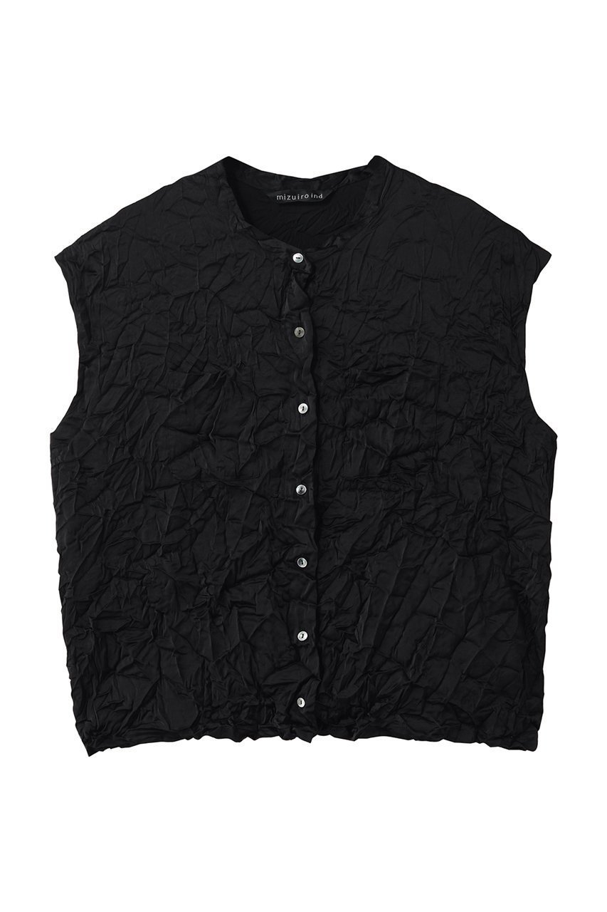【ミズイロ インド/mizuiro ind】のwasher N/S shirt シャツ インテリア・キッズ・メンズ・レディースファッション・服の通販 founy(ファニー) 　ファッション　Fashion　レディースファッション　Fashion for Women　トップス・カットソー　Cut & Sew Tops　キャミソール&ノースリーブ　Camisoles & Sleeveless Tops　シャツ・ブラウス・オフィスカジュアル　Elegant Blouses & Button-Ups　シンプル　Simple, Minimal　センター　Center, Center Line　ノースリーブ　Sleeveless, No-Sleeve　フレア　Flare, Flared　ワッシャー　Washer, Crinkled Finish　春　Spring　black|ID: prp329100004904936 ipo3291000000036716816