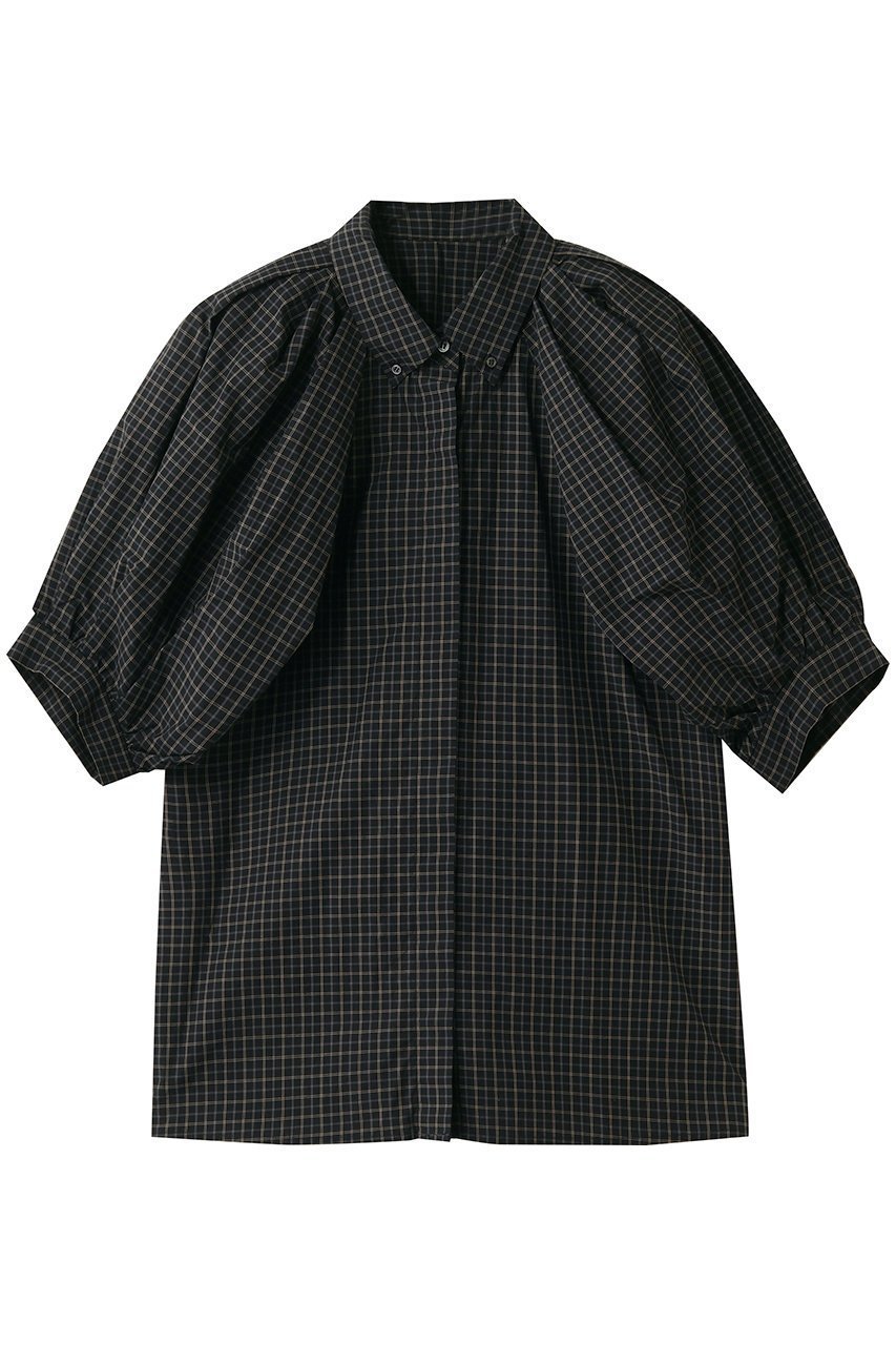 【ハー/HER.】のショルダータックチェックブラウス 人気、トレンドファッション・服の通販 founy(ファニー) 　ファッション　Fashion　レディースファッション　Fashion for Women　トップス・カットソー　Cut & Sew Tops　シャツ・ブラウス・オフィスカジュアル　Elegant Blouses & Button-Ups　ショート　Short, Short Length　シンプル　Simple, Minimal　スリーブ　Sleeve, Long Sleeve / Short Sleeve　ダウン　Down, Puffer　チェック　Check, Plaid, Tartan　デニム　Denim, Jeans Material　モノトーン　Monotone, Black and White　夏　Summer　 other-1|ID: prp329100004904940 ipo3291000000036716852