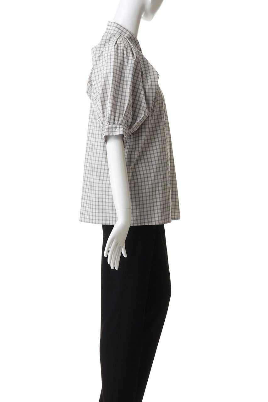 【ハー/HER.】のショルダータックチェックブラウス 人気、トレンドファッション・服の通販 founy(ファニー) 　ファッション　Fashion　レディースファッション　Fashion for Women　トップス・カットソー　Cut & Sew Tops　シャツ・ブラウス・オフィスカジュアル　Elegant Blouses & Button-Ups　ショート　Short, Short Length　シンプル　Simple, Minimal　スリーブ　Sleeve, Long Sleeve / Short Sleeve　ダウン　Down, Puffer　チェック　Check, Plaid, Tartan　デニム　Denim, Jeans Material　モノトーン　Monotone, Black and White　夏　Summer　other-3|ID: prp329100004904940 ipo3291000000036716856