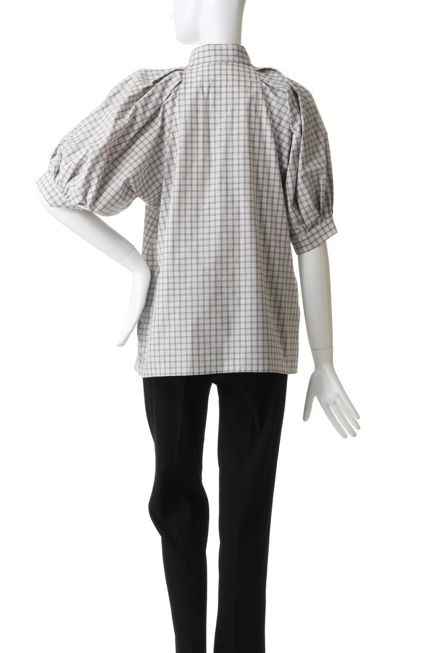 【ハー/HER.】のショルダータックチェックブラウス 人気、トレンドファッション・服の通販 founy(ファニー) 　ファッション　Fashion　レディースファッション　Fashion for Women　トップス・カットソー　Cut & Sew Tops　シャツ・ブラウス・オフィスカジュアル　Elegant Blouses & Button-Ups　ショート　Short, Short Length　シンプル　Simple, Minimal　スリーブ　Sleeve, Long Sleeve / Short Sleeve　ダウン　Down, Puffer　チェック　Check, Plaid, Tartan　デニム　Denim, Jeans Material　モノトーン　Monotone, Black and White　夏　Summer　other-4|ID: prp329100004904940 ipo3291000000036716857