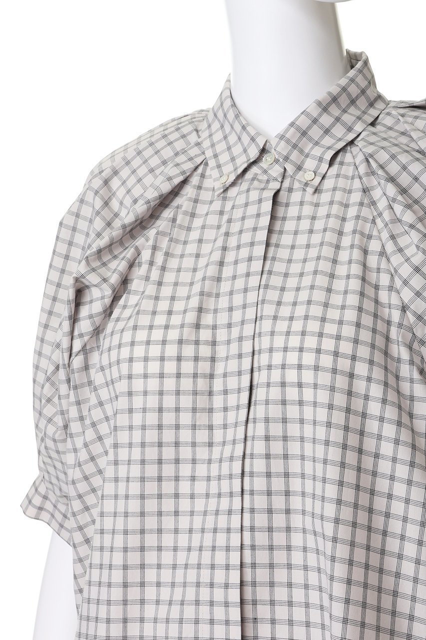 【ハー/HER.】のショルダータックチェックブラウス 人気、トレンドファッション・服の通販 founy(ファニー) 　ファッション　Fashion　レディースファッション　Fashion for Women　トップス・カットソー　Cut & Sew Tops　シャツ・ブラウス・オフィスカジュアル　Elegant Blouses & Button-Ups　ショート　Short, Short Length　シンプル　Simple, Minimal　スリーブ　Sleeve, Long Sleeve / Short Sleeve　ダウン　Down, Puffer　チェック　Check, Plaid, Tartan　デニム　Denim, Jeans Material　モノトーン　Monotone, Black and White　夏　Summer　other-5|ID: prp329100004904940 ipo3291000000036716858