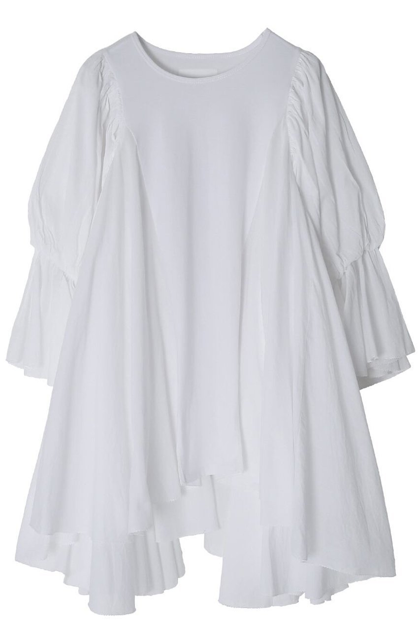 【アユーシ/AAYUSHI】のフリルヘムパフスリーブトップス インテリア・キッズ・メンズ・レディースファッション・服の通販 founy(ファニー) ファッション Fashion レディースファッション Fashion for Women トップス・カットソー Cut & Sew Tops シャツ・ブラウス・オフィスカジュアル Elegant Blouses & Button-Ups ロングTシャツ・Tシャツ Longline T-Shirts & Tees カットソー・ベーシックTシャツ Cut-and-Sewn Tops / Stretch Tees & Basics インド Indian Textile ギャザー Gathered, Ruffled ショート Short, Short Length シルク Silk, 100% Silk シンプル Simple, Minimal スリーブ Sleeve, Long Sleeve / Short Sleeve なめらか Smooth, Silky Texture フレア Flare, Flared ホワイト|ID: prp329100004904942 ipo3291000000036716871