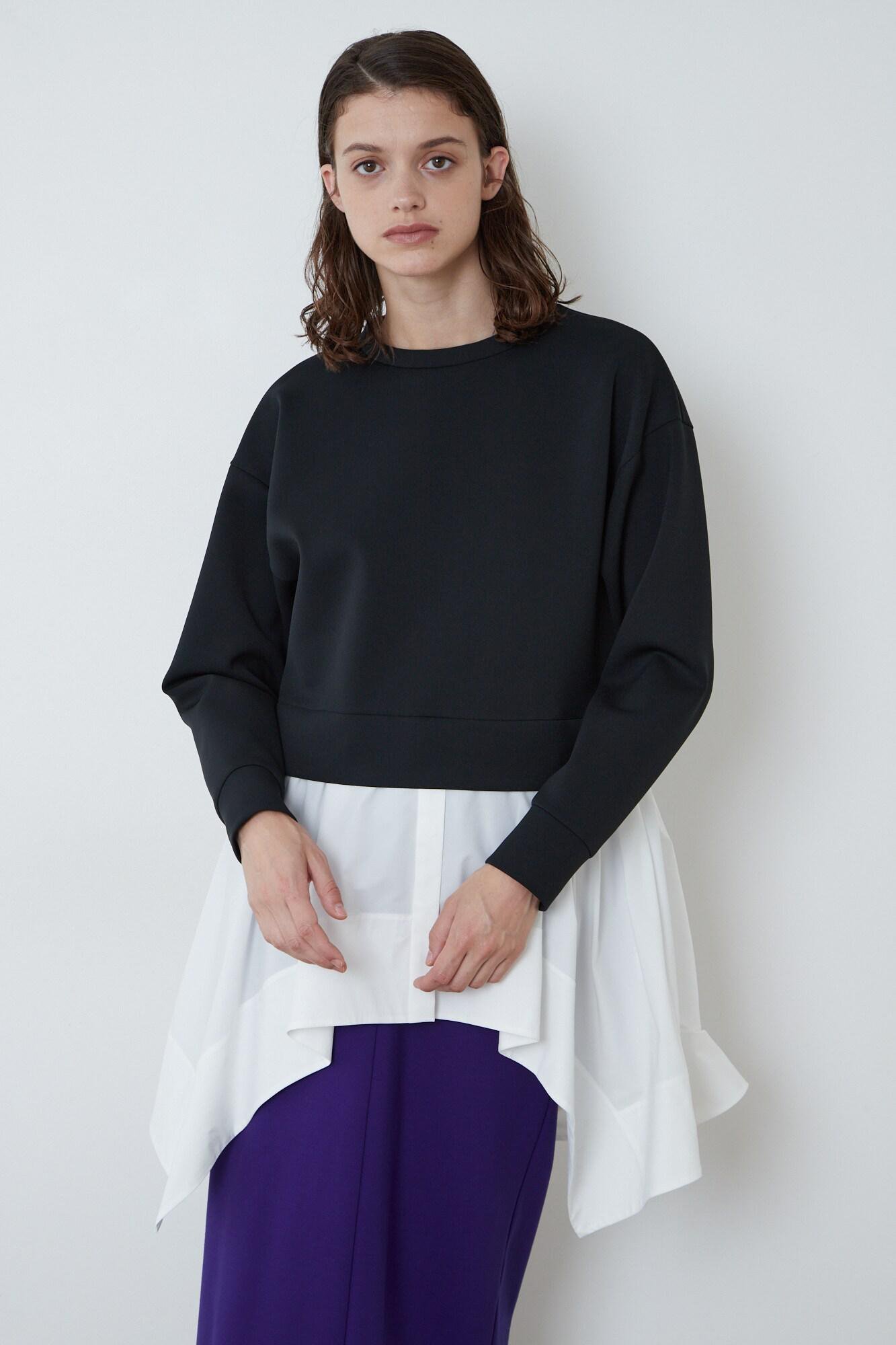 【ル フィル/LE PHIL】の《LE PHIL》SOLOTEX コンビカットソー インテリア・キッズ・メンズ・レディースファッション・服の通販 founy(ファニー) 　ファッション　Fashion　レディースファッション　Fashion for Women　トップス・カットソー　Cut & Sew Tops　シャツ・ブラウス・オフィスカジュアル　Elegant Blouses & Button-Ups　ロングTシャツ・Tシャツ　Longline T-Shirts & Tees　カットソー・ベーシックTシャツ　Cut-and-Sewn Tops / Stretch Tees & Basics　カットソー　Cut and Sewn Top　シンプル　Simple, Minimal　スリーブ　Sleeve, Long Sleeve / Short Sleeve　ドッキング　Docking, Mixed Material　ロング　Long, Long-Length　ブラック|ID: prp329100004904947 ipo3291000000036716918